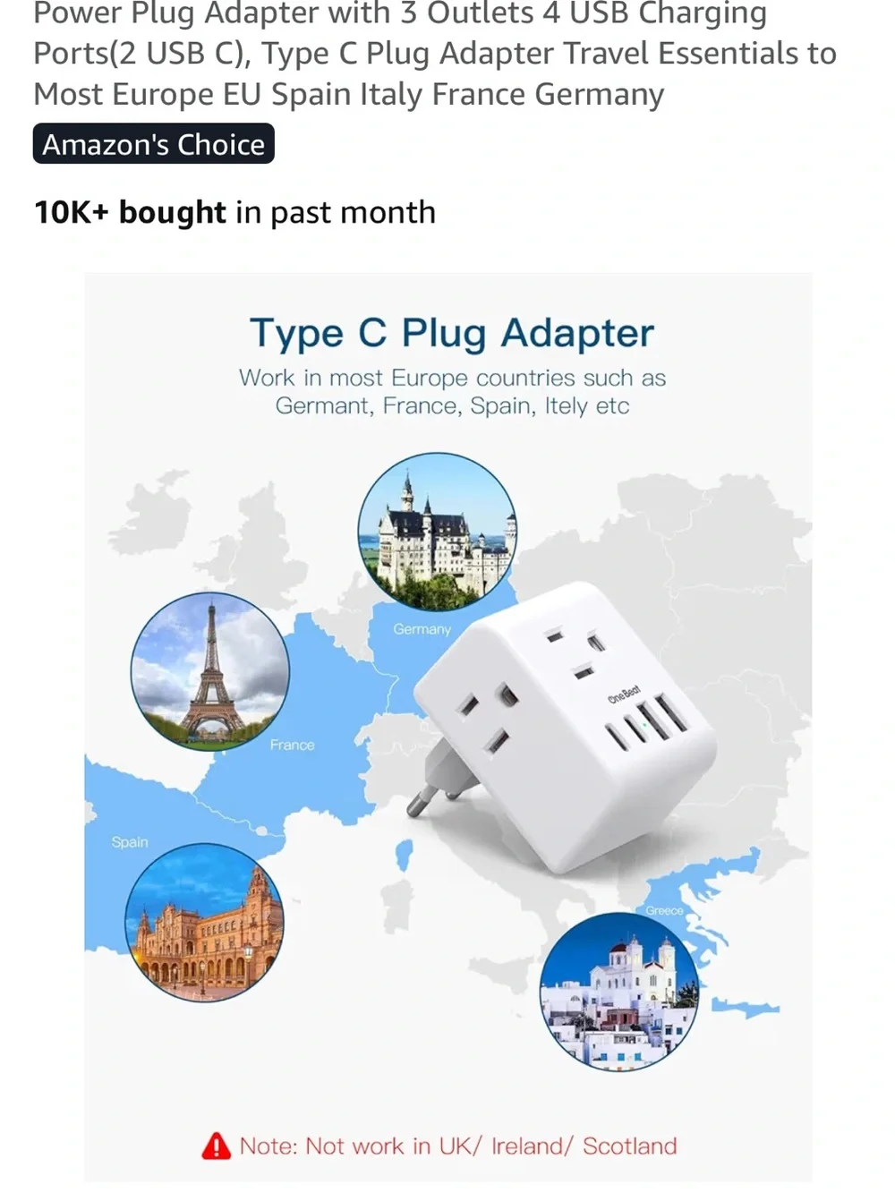💕European Travel Plug Adapter with USB and USB-C (2 Pack)